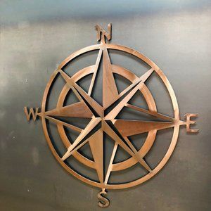 18" Copper Finish Nautical Star and Compass!! Metal wall art and home decor